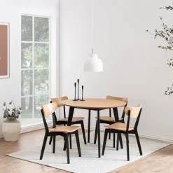 HOMLA Krzeslo Haveri! Drewniane Czarne-Naturalne 55X45X79,5 Cm Naturalny
