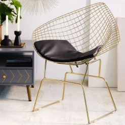 HOMLA Krzeslo Industrial Metalowy 83X64X82 Cm Zloty