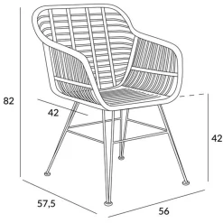 HOMLA Krzeslo Jardin Plecione Czarne 57X62X81 Cm Czarny