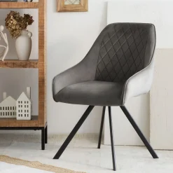 HOMLA Krzeslo Laurent Obrotowe Biale 54X55X85 Cm, Sh: 50Cm Szary