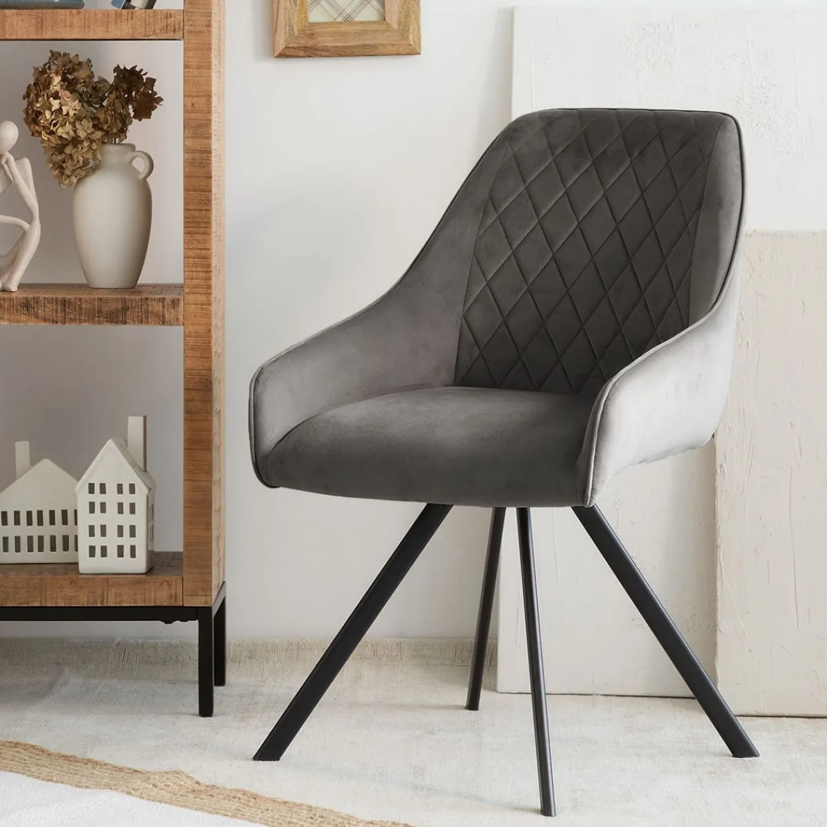 HOMLA Krzeslo Laurent Obrotowe Biale 54X55X85 Cm, Sh: 50Cm Szary