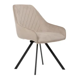 HOMLA Krzeslo Laurent Obrotowe Welurowe Czarne 54X55X85 Cm, Sh: 50Cm Bezowy Discount