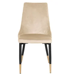 HOMLA Krzeslo Logan Welurowe Bezowe 44X44X92 Cm Bezowy Outlet