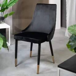 HOMLA Krzeslo Logan Welurowe Czarne 44X44X92 Cm Czarny New