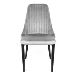 HOMLA Krzeslo Louis Welurowe Szare 44X59X88 Cm Szary Discount
