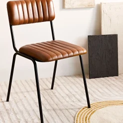 HOMLA Krzeslo Lumbar W Obiciu Ze Skory Bawolej Brazowe 46X52X78 Cm Discount