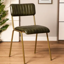HOMLA Krzeslo Lumbar W Obiciu Ze Skory Bawolej Zielone 46X52X78 Cm Hot