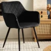 HOMLA Krzeslo Shelton Welurowe Czarne 56X60X84Cm Czarny Discount