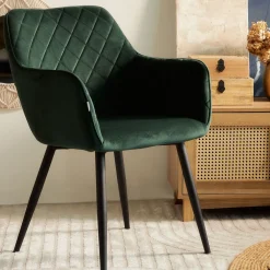 HOMLA Krzeslo Shelton Welurowe Zielone 56X60X84Cm Zielony Discount