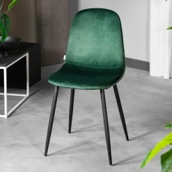 HOMLA Krzeslo Slank Welurowe Szmaragdowe 44X52X85Cm Zielony Sale