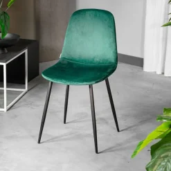 HOMLA Krzeslo Slank Welurowe Zielone 44X52X85Cm Zielony Clearance