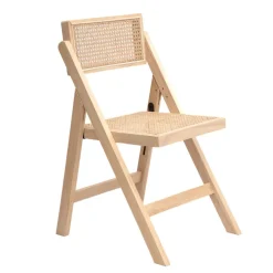 HOMLA Krzeslo Verdura Drewniane Z Naturalnym Rattanem 46X52X80 Cm Discount