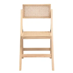 HOMLA Krzeslo Verdura Drewniane Z Naturalnym Rattanem 46X52X80 Cm Discount