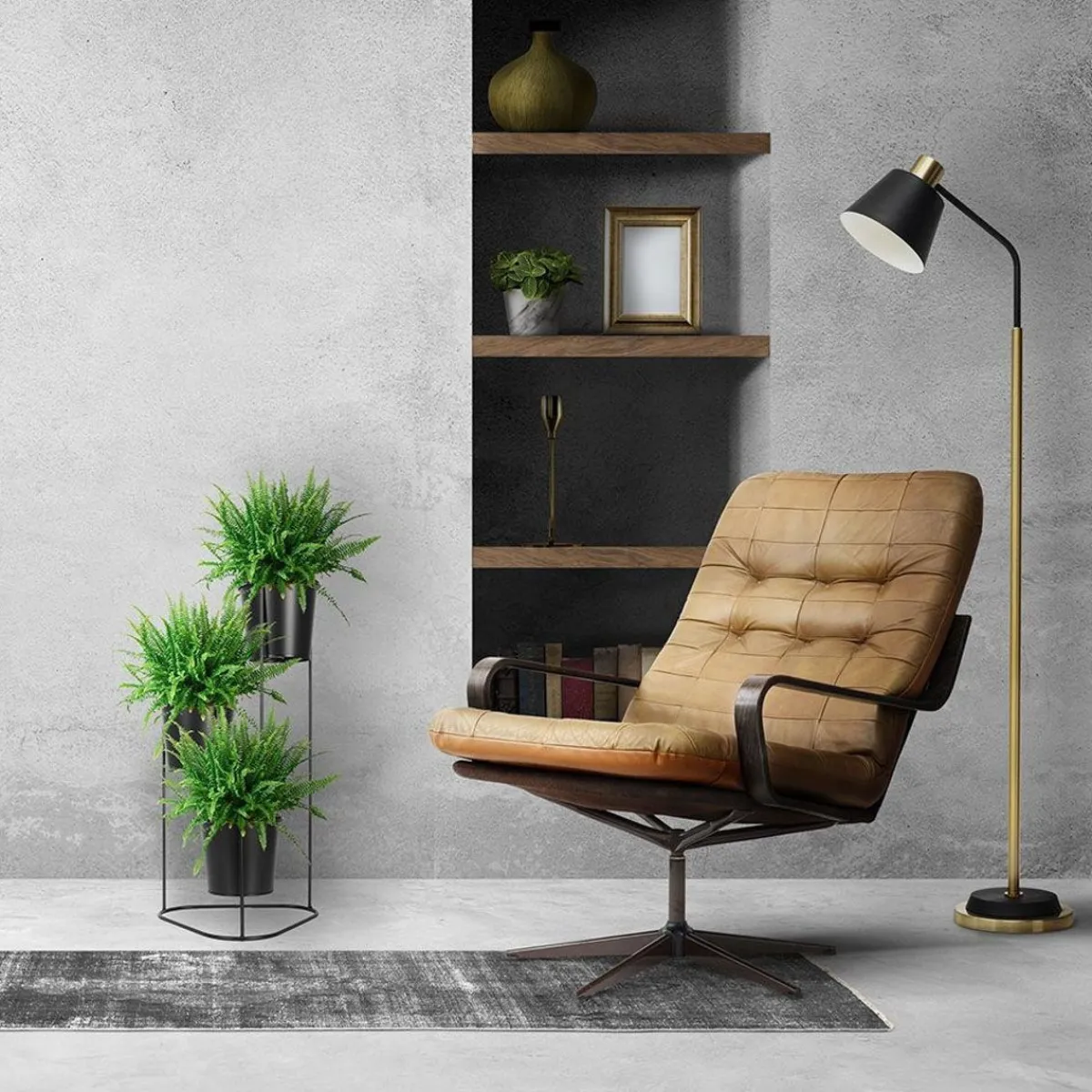 VILDE Kwietnik Loft 3-Poziomowy 21,5X22,5X45,5 Cm Czarny Hot