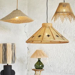 MADAM STOLTZ Lampa Sufitowa Boho Bambusowa 35X26,5 Cm Bezowy Discount