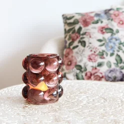 HOMLA Lampion Bubble 9X9,5 Cm Bordowy Sale