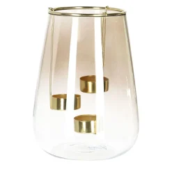 HOMLA Lampion Galia Szklany 15X20 Cm Zloty Outlet