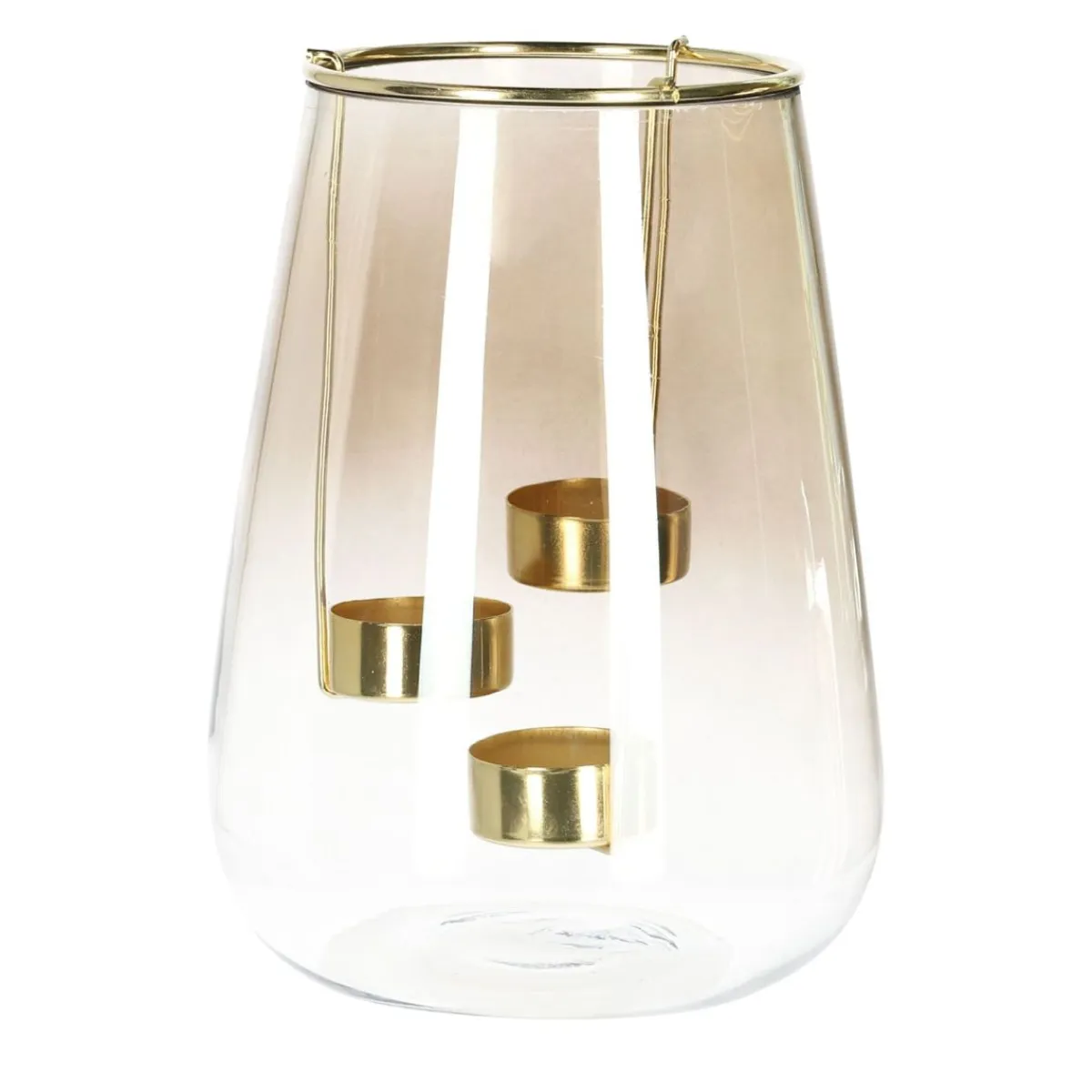 HOMLA Lampion Galia Szklany 15X20 Cm Zloty Outlet