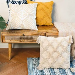 HOMLA Lawa Natte Drewniana Lite Drewno Mango Z Rattanem 120X45X45 Naturalny Discount