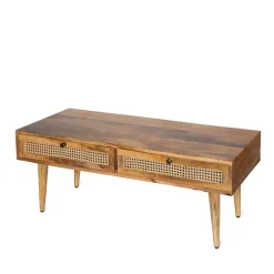 HOMLA Lawa Natte Drewniana Lite Drewno Mango Z Rattanem 120X45X45 Naturalny Discount