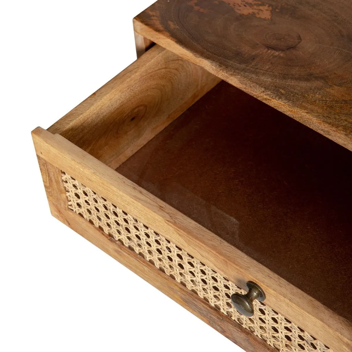 HOMLA Lawa Natte Drewniana Lite Drewno Mango Z Rattanem 120X45X45 Naturalny Discount