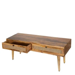 HOMLA Lawa Natte Drewniana Lite Drewno Mango Z Rattanem 120X45X45 Naturalny Discount