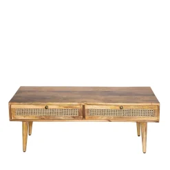 HOMLA Lawa Natte Drewniana Lite Drewno Mango Z Rattanem 120X45X45 Naturalny Discount