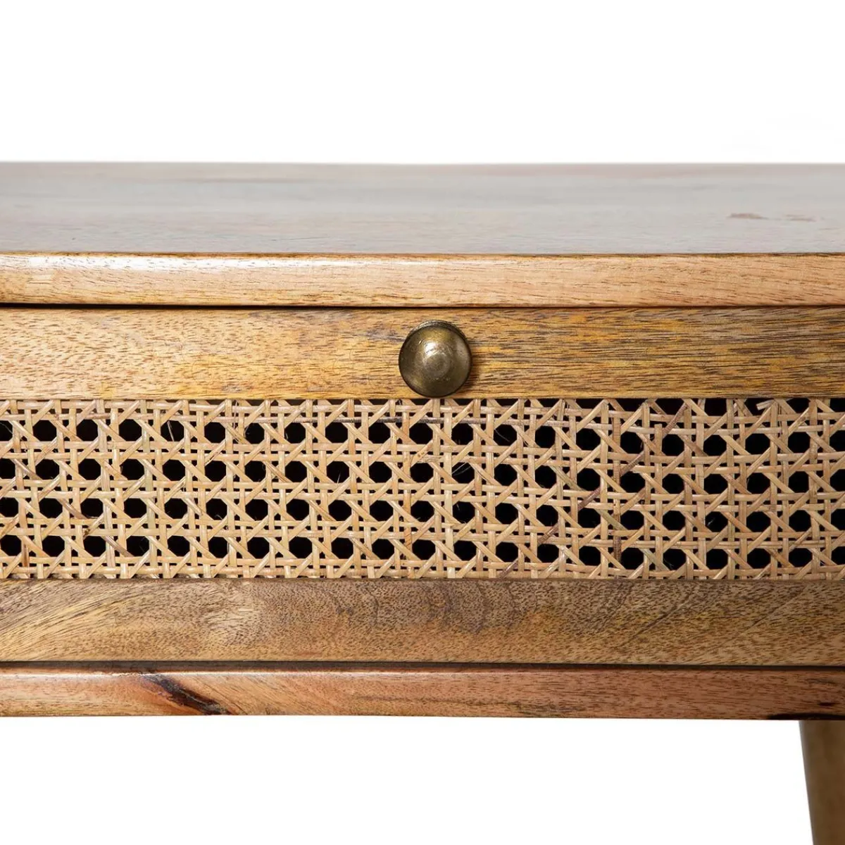 HOMLA Lawa Natte Drewniana Lite Drewno Mango Z Rattanem 120X45X45 Naturalny Discount