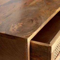 HOMLA Lawa Natte Drewniana Lite Drewno Mango Z Rattanem 120X45X45 Naturalny Discount