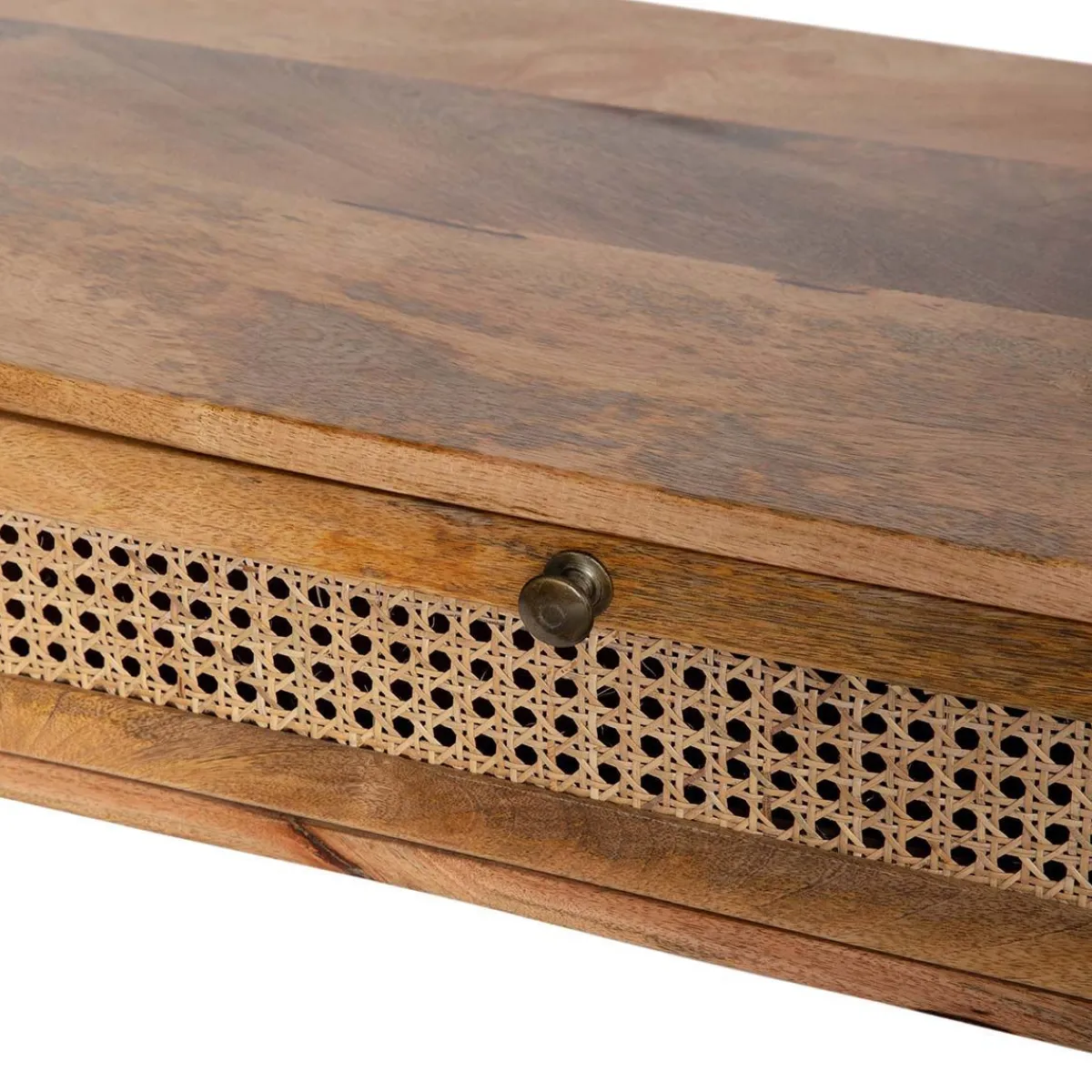 HOMLA Lawa Natte Drewniana Lite Drewno Mango Z Rattanem 120X45X45 Naturalny Discount