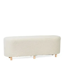 HOMLA Lawka Elsa Bezowa W Tkaninie Teddy 120X40X44 Cm Bezowy