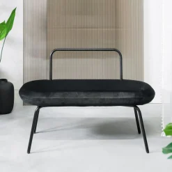 HOMLA Lawka Ina Welurowa Czarna 95X45X61 Cm Czarny