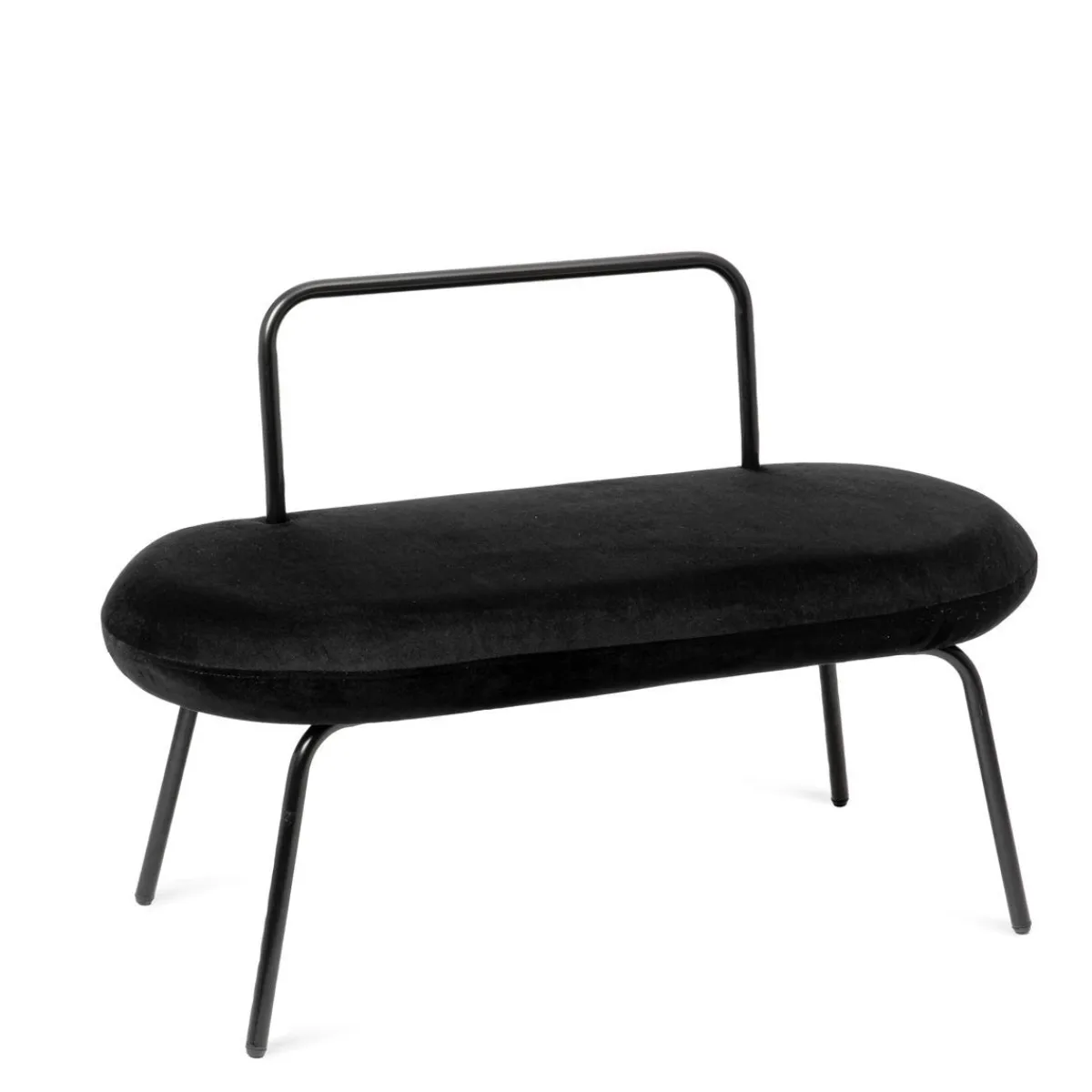 HOMLA Lawka Ina Welurowa Czarna 95X45X61 Cm Czarny