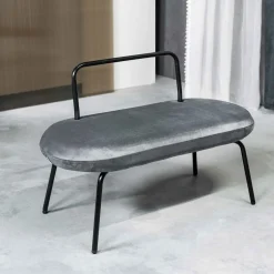 HOMLA Lawka Ina Welurowa Szara 95X45X61 Cm Szary Best