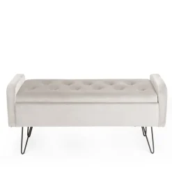 HOMLA Lawka Venlo Welurowa Bezowa 100X39X45Cm Bezowy New