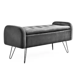 HOMLA Lawka Venlo Welurowa Szara 100X39X45Cm Szary Online