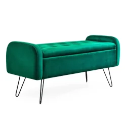 HOMLA Lawka Venlo Welurowa Zielona 100X39X45Cm Zielony Clearance