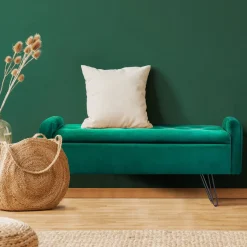 HOMLA Lawka Venlo Welurowa Zielona 100X39X45Cm Zielony Clearance
