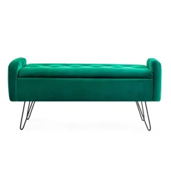 HOMLA Lawka Venlo Welurowa Zielona 100X39X45Cm Zielony Clearance