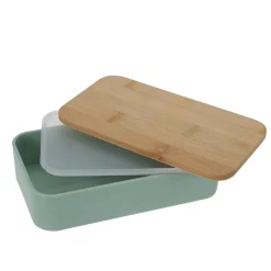 EXCELLENT HOUSEWARE Lunchbox Bamboo Podwojny 18X10,6 Cm Zielony New