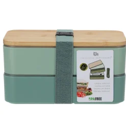 EXCELLENT HOUSEWARE Lunchbox Bamboo Podwojny 18X10,6 Cm Zielony New