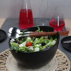 HOMLA Misa Mooka Do Salat Ceramiczna Z Przyborami Czarna 24 Cm Czarny Outlet