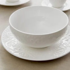 HOMLA Miska Sylia Biala Z Ornamentem 15 Cm Bialy Discount