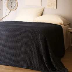 HOMLA Narzuta Selina Muslinowa Z Przeszyciami Bezowo-Niebieska 180X220 Cm Bezowy Best