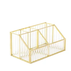HOMLA Organizer Grazia Ze Szkla Prazkowanego 17,5X10X8,5 Cm Zloty Sale