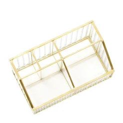 HOMLA Organizer Grazia Ze Szkla Prazkowanego 17,5X10X8,5 Cm Zloty Sale