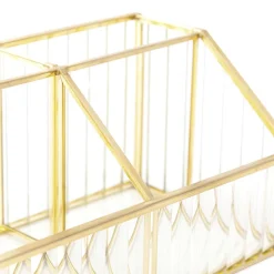 HOMLA Organizer Grazia Ze Szkla Prazkowanego 17,5X10X8,5 Cm Zloty Sale