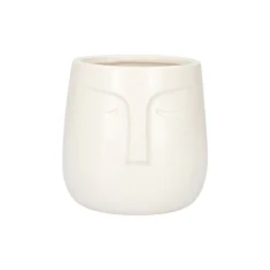 HOMLA Oslonka Na Doniczke Face Biala 14X15 Cm Bialy Clearance