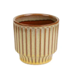 HOMLA Oslonka Na Doniczke Maya Ceramiczna Musztardowa 13,8X13,8X12,8 Cm