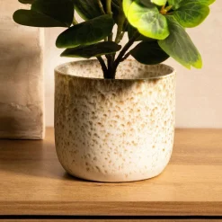 HOMLA Oslonka Na Doniczke Oasis Z Bezowym Wzorem 13X13X11,5 Cm